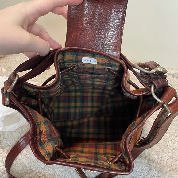 MARINO Orlandi Vintage Two toned Brown Leather Bucket Bag Purse - Picture 12 of 12